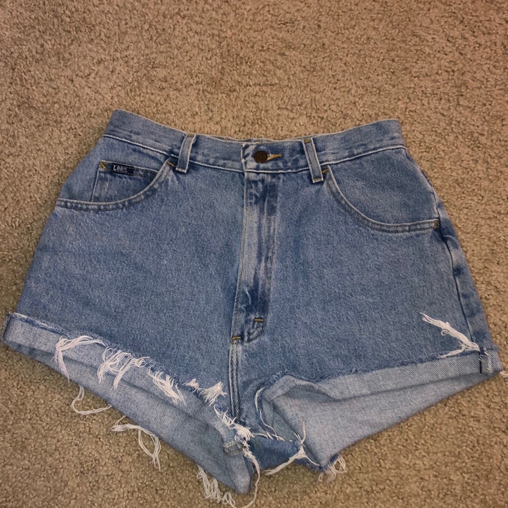 High waisted jean shorts